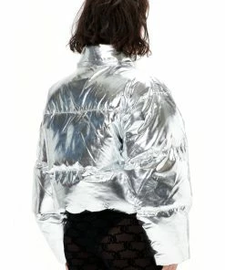 Juicy Couture UK SILVER NYLON PUFFER JACKET OUTERWEAR