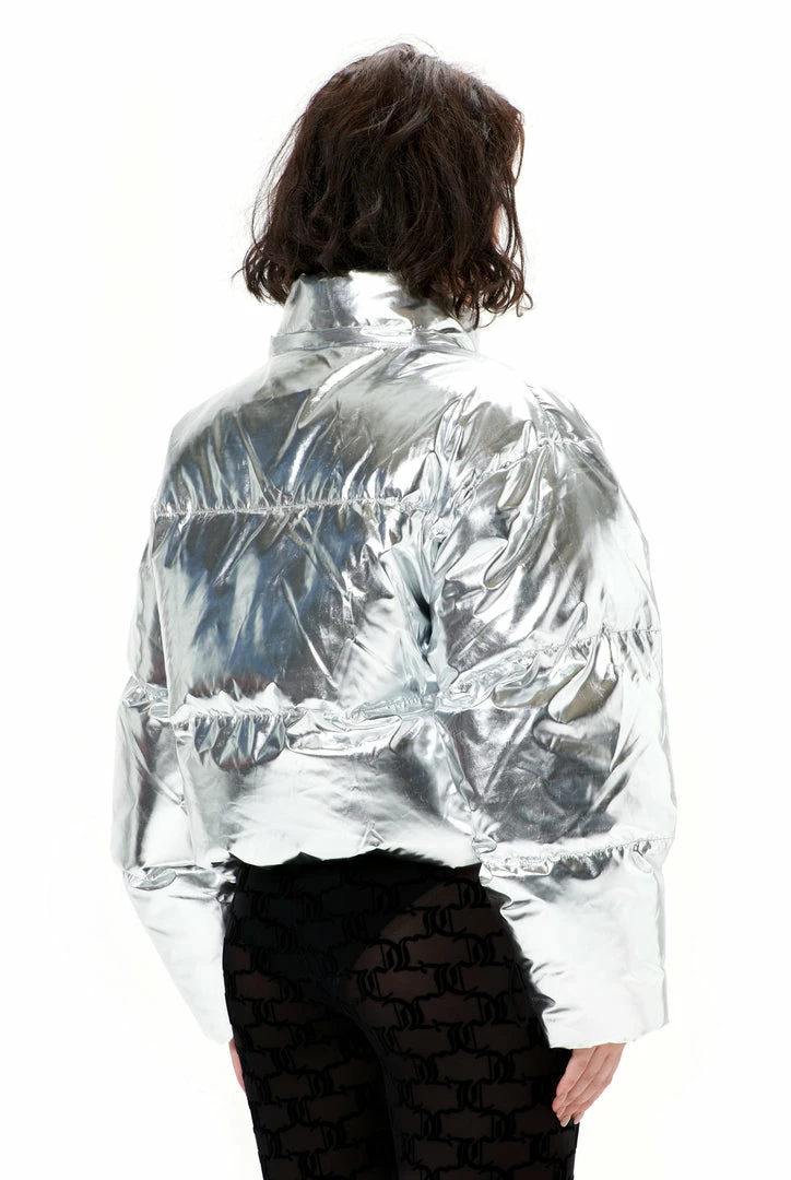 Juicy Couture UK SILVER NYLON PUFFER JACKET OUTERWEAR