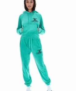 JUICY COUTURE TRACKSUITS GREEN VELOUR CREST HOODIE