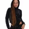 JUICY COUTURE BLACK VELOUR DIAMANTE HOODIE TRACKSUITS
