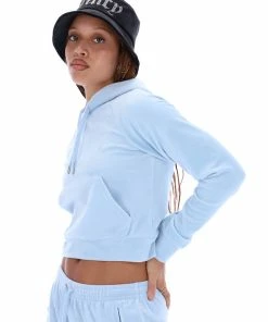 JUICY COUTURE COOL BLUE VELOUR DIAMANTE HOODIE