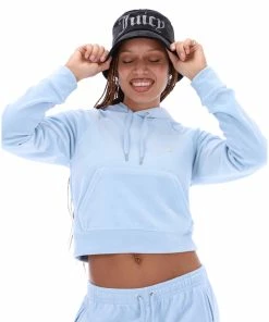 JUICY COUTURE ACCESSORIES BLACK DIAMANTE VELOUR BUCKET HAT