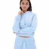 JUICY COUTURE TRACKSUITS COOL BLUE VELOUR SCRIPT DIAMANTE HOODIE