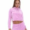 JUICY COUTURE TRACKSUITS ORCHID PINK VELOUR SCRIPT DIAMANTE HOODIE