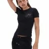 JUICY COUTURE TOPS BLACK SCATTER DIAMANTE TEE