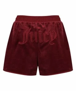 Juicy Couture UK CABERNET VELOUR & SATIN TWILL BLOCKED RACER SHORTS