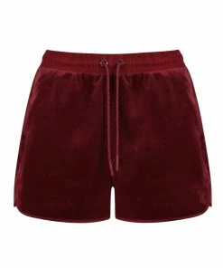 Juicy Couture UK CABERNET VELOUR & SATIN TWILL BLOCKED RACER SHORTS