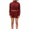 Juicy Couture UK CABERNET VELOUR & SATIN TWILL BLOCKED RACER SHORTS