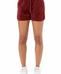 Juicy Couture UK CABERNET VELOUR & SATIN TWILL BLOCKED RACER SHORTS