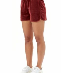 Juicy Couture UK CABERNET VELOUR & SATIN TWILL BLOCKED RACER SHORTS