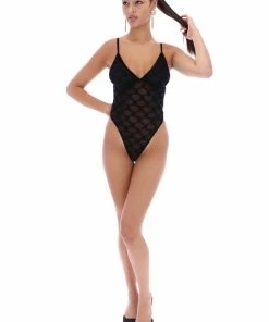 JUICY COUTURE BLACK MESH MONOGRAM FLOCKED BODY