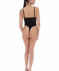 JUICY COUTURE BLACK MESH MONOGRAM FLOCKED BODY