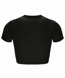 JUICY COUTURE BLACK CAPITAL DIAMANTE CROP TEE SPRING SUMMER'22 COLLECTION
