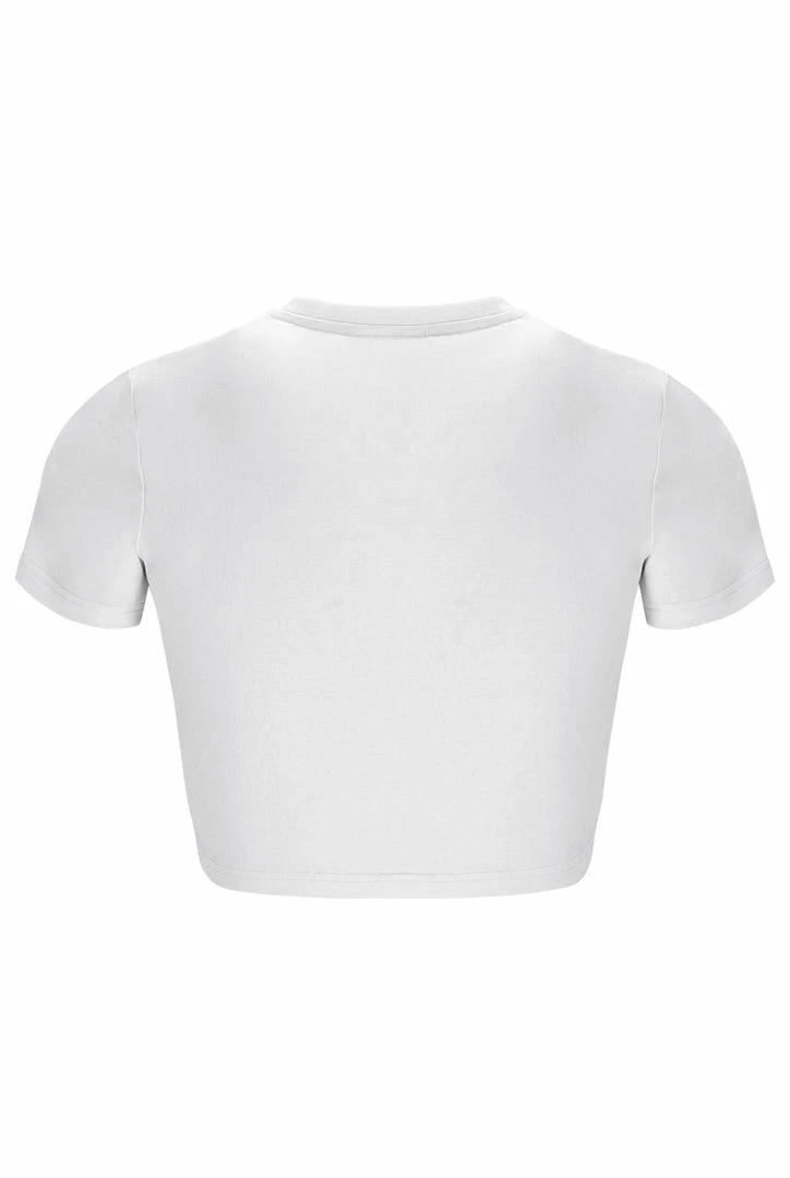 JUICY COUTURE WHITE CAPITAL DIAMANTE CROP TEE SPRING SUMMER '22 COLLECTION
