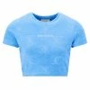 JUICY COUTURE AQUA RECYCLED MONOGRAM TOWELLING CROPPED TEE