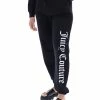 JUICY COUTURE SPRING SUMMER '22 COLLECTION BLACK GRAPHIC FLEECE CUFFED JOGGER