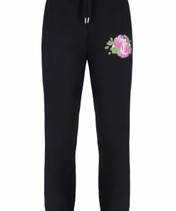 JUICY COUTURE BLACK FANTASY FLORAL GRAPHIC BOYFRIEND JOGGERS
