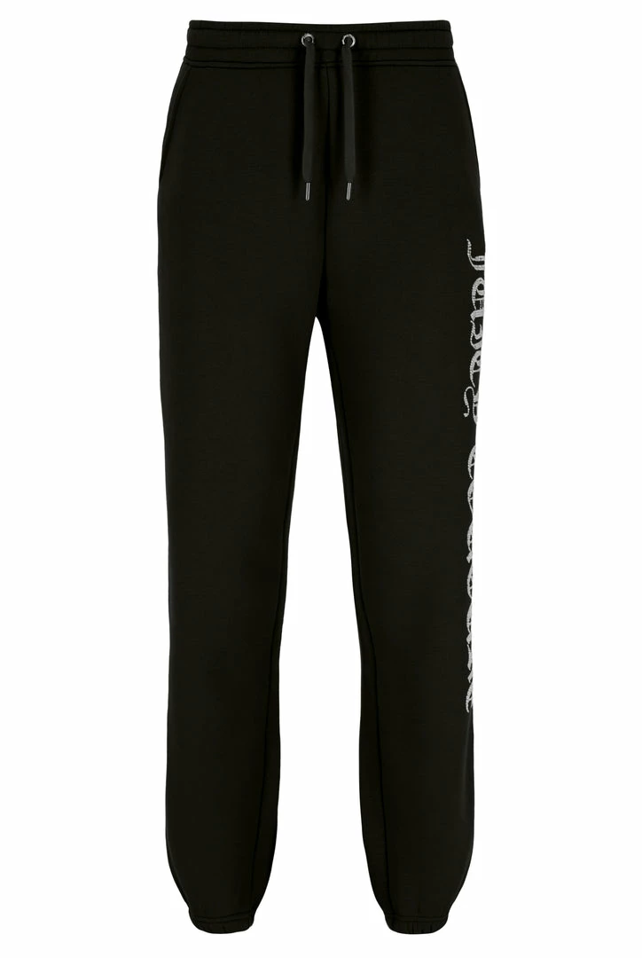 JUICY COUTURE SPRING SUMMER '22 COLLECTION BLACK CAPITAL DIAMANTE GRAPHIC JOGGERS