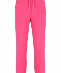 JUICY COUTURE SPRING SUMMER '22 COLLECTION FLURO PINK CAPITAL DIAMANTE GRAPHIC JOGGERS
