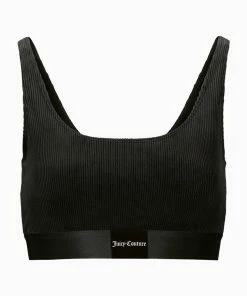 JUICY COUTURE BLACK RIB LOUNGE VELOUR BRALETTE