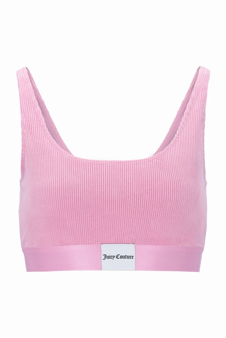 JUICY COUTURE LOUNGEWEAR PINK PETAL RIB LOUNGE VELOUR BRALETTE