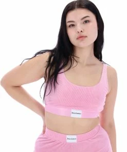 JUICY COUTURE LOUNGEWEAR PINK PETAL RIB LOUNGE VELOUR BRALETTE