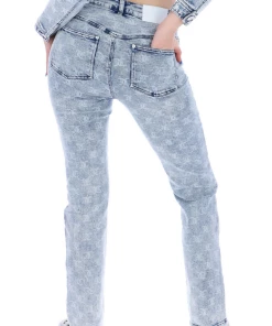 JUICY COUTURE INDIGO MONOGRAM ACID WASH DENIM JEANS