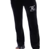 JUICY COUTURE SPRING SUMMER '22 COLLECTION BLACK STRIPED WAISTBAND VELOUR TRACKSUIT BOTTOMS