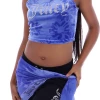 JUICY COUTURE BLUE PRINTED VELOUR CROPPED TANK TOPS