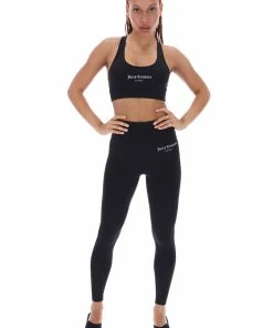 JUICY COUTURE BLACK HIGH WAISTED INTERLOCK LEGGING BOTTOMS
