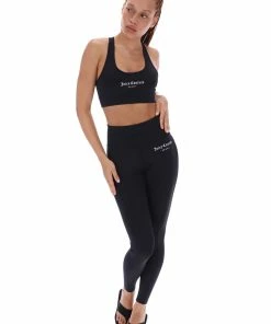JUICY COUTURE BLACK HIGH WAISTED INTERLOCK LEGGING BOTTOMS