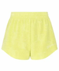 JUICY COUTURE YELLOW PEAR RECYCLED MONOGRAM TOWELLING SHORTS