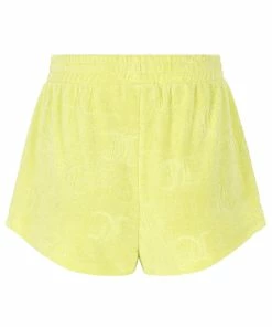 JUICY COUTURE YELLOW PEAR RECYCLED MONOGRAM TOWELLING SHORTS