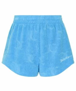 JUICY COUTURE SPRING SUMMER '22 COLLECTION AQUA RECYCLED MONOGRAM TOWELLING SHORTS