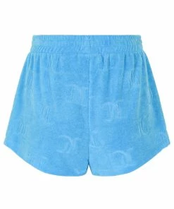 JUICY COUTURE SPRING SUMMER '22 COLLECTION AQUA RECYCLED MONOGRAM TOWELLING SHORTS