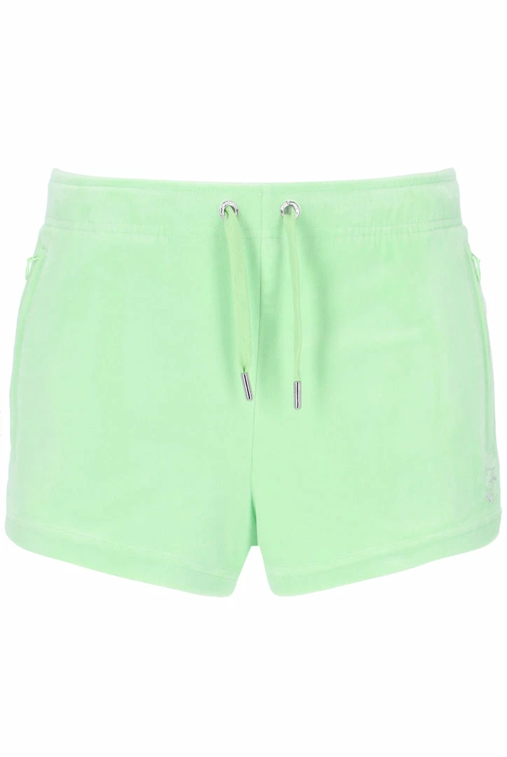 JUICY COUTURE MINT VELOUR DIAMANTE TRACK SHORTS