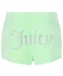 JUICY COUTURE MINT VELOUR DIAMANTE TRACK SHORTS