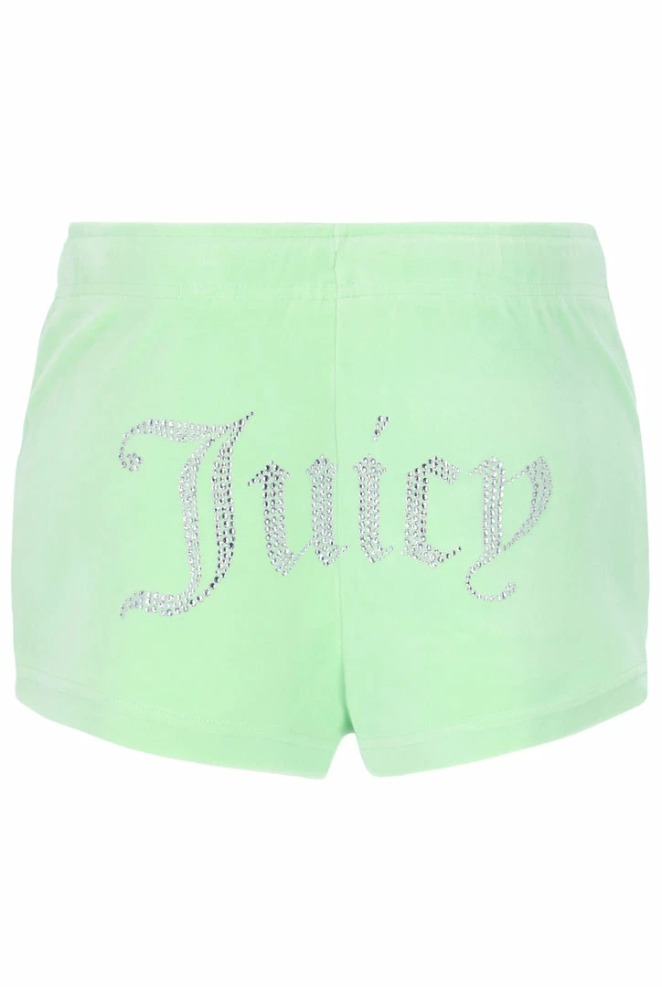 JUICY COUTURE MINT VELOUR DIAMANTE TRACK SHORTS