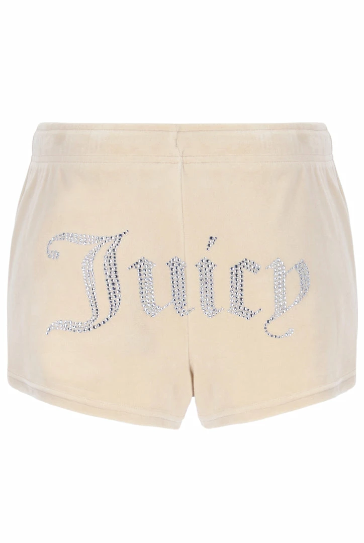 JUICY COUTURE BRAZILIAN SAND VELOUR DIAMANTE TRACK SHORTS