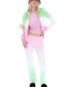 JUICY COUTURE TRACKSUITS PINK PETAL OMBRE VELOUR TRACK PANTS
