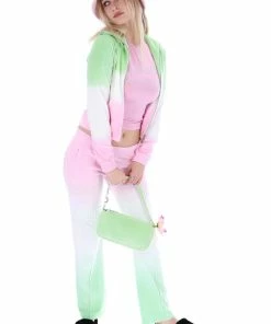 JUICY COUTURE PINK PETAL OMBRE VELOUR TRACK TOP