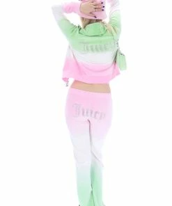 JUICY COUTURE TRACKSUITS PINK PETAL OMBRE VELOUR TRACK PANTS