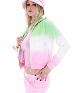 JUICY COUTURE PINK PETAL OMBRE VELOUR TRACK TOP