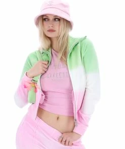 JUICY COUTURE PINK PETAL OMBRE VELOUR TRACK TOP