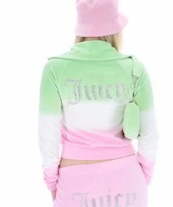 JUICY COUTURE PINK PETAL OMBRE VELOUR TRACK TOP
