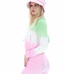 JUICY COUTURE TRACKSUITS PINK PETAL OMBRE VELOUR TRACK PANTS