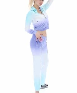 JUICY COUTURE AQUA OMBRE VELOUR TRACK TOP
