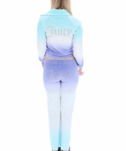 JUICY COUTURE AQUA OMBRE VELOUR TRACK PANTS