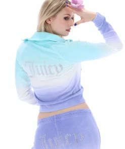 JUICY COUTURE AQUA OMBRE VELOUR TRACK TOP
