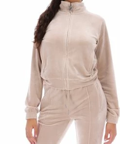 JUICY COUTURE WARM TAUPE VELOUR DIAMANTE TRACKSUIT BOTTOM